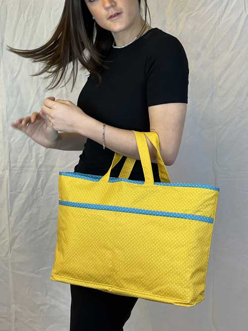 Bolsa Custome Bag Amarilla, interior Azul