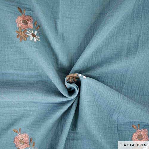 Muslin Fabric Embroidery Winter Flowers