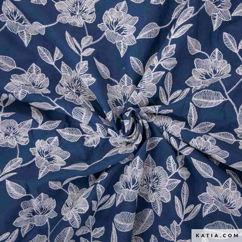 Embroidered Fabric Jeans and White