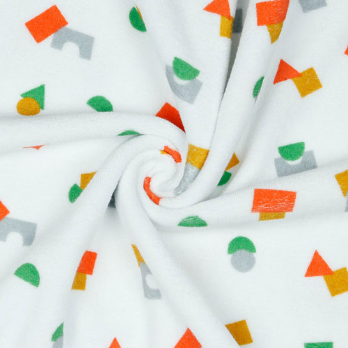 Jersey Towelling, Geometrics White