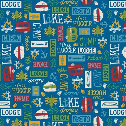 Tela Patchwork Camp Blau