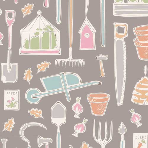 Tela Patchwork Farm tools Grey