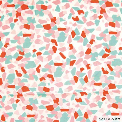 Tela Poplin Lobster Abstract