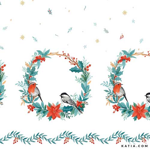 Canvas Xmas Birds Placed