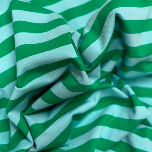 Tela Jersey Rayas Verde y Azul cielo