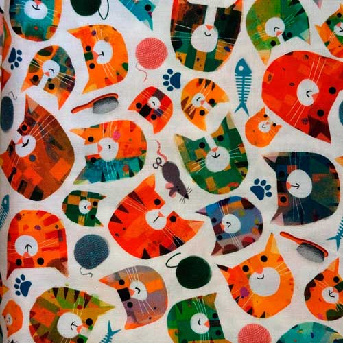 Tela Patchwork Gatos