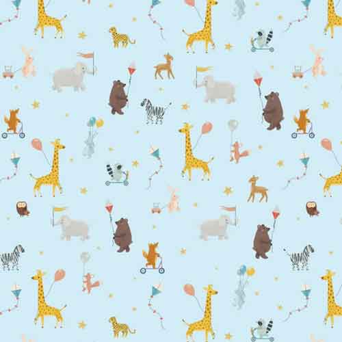 Tela Patchwork Animals Blau