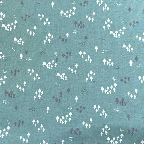 Viyella Cotton Print Green Mushrooms