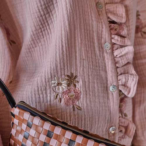 Muslin Fabric Embroidery Autumn Flowers