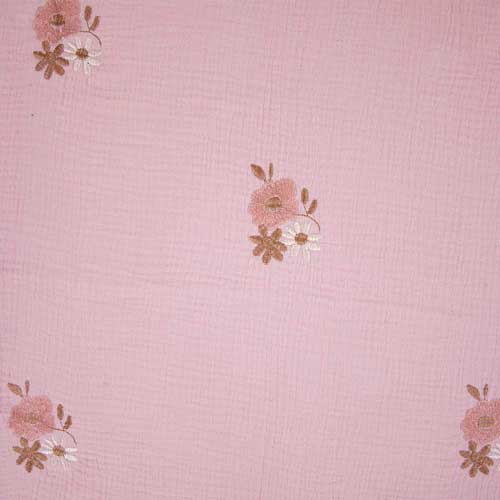 Muslin Fabric Embroidery Autumn Flowers