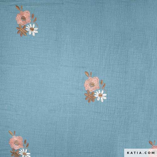 Muslin Fabric Embroidery Winter Flowers