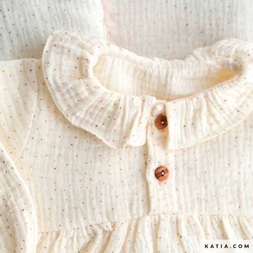 Tela Muselina Dew Drop Gold Dots