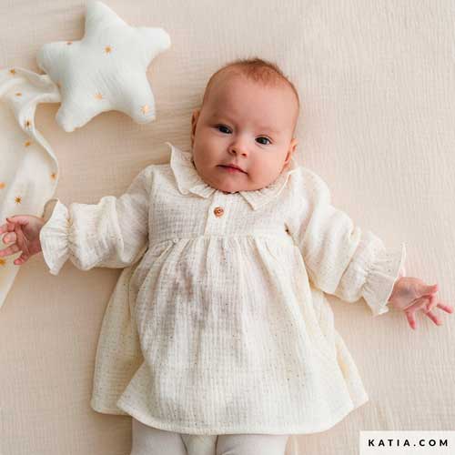 Tela Muselina Dew Drop Gold Dots