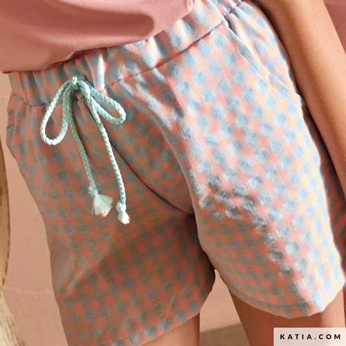 Gingham Fabric Sky and Pink