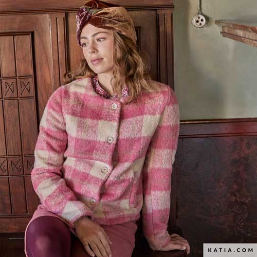 Tela Plaid Brushed Coat Roses