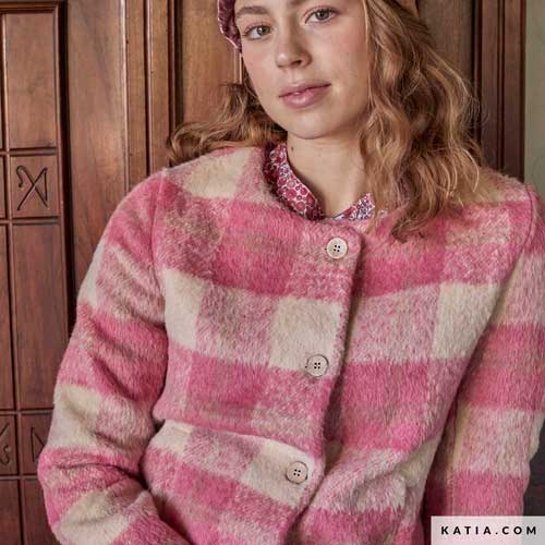 Tela Plaid Brushed Coat Roses