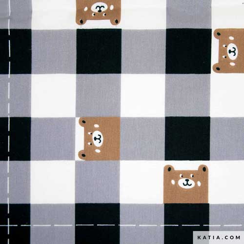 Poplin Fabric Country Vichy Bear