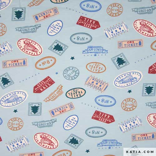 Tela Jersey Train Stamps